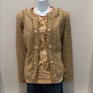 Chico's Gold Tweed Blazer/Jacket
